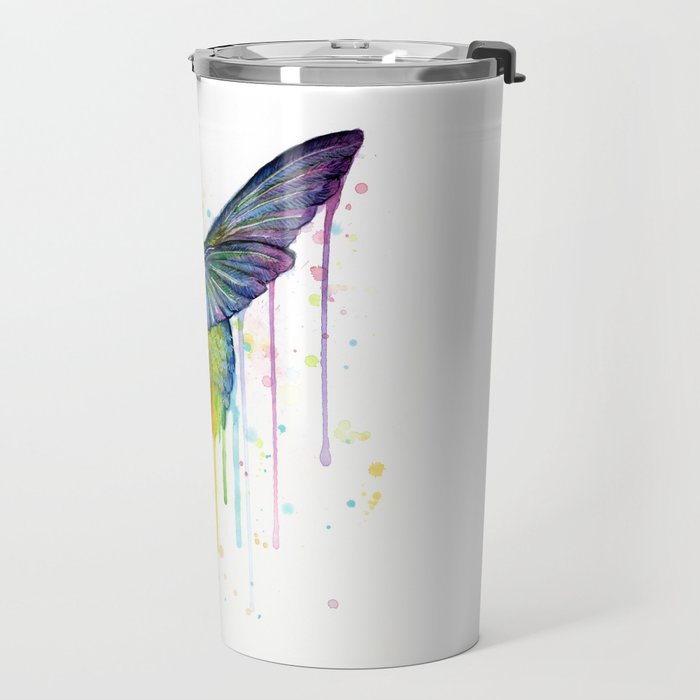 Hummingbird Rainbow Watercolor Travel Mug Gallery Image 2