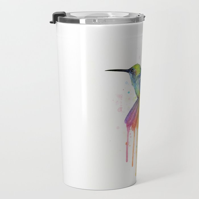 Hummingbird Rainbow Watercolor Travel Mug Gallery Image 3