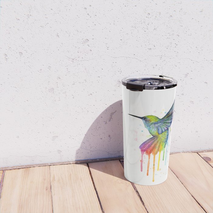 Hummingbird Rainbow Watercolor Travel Mug Gallery Image 4