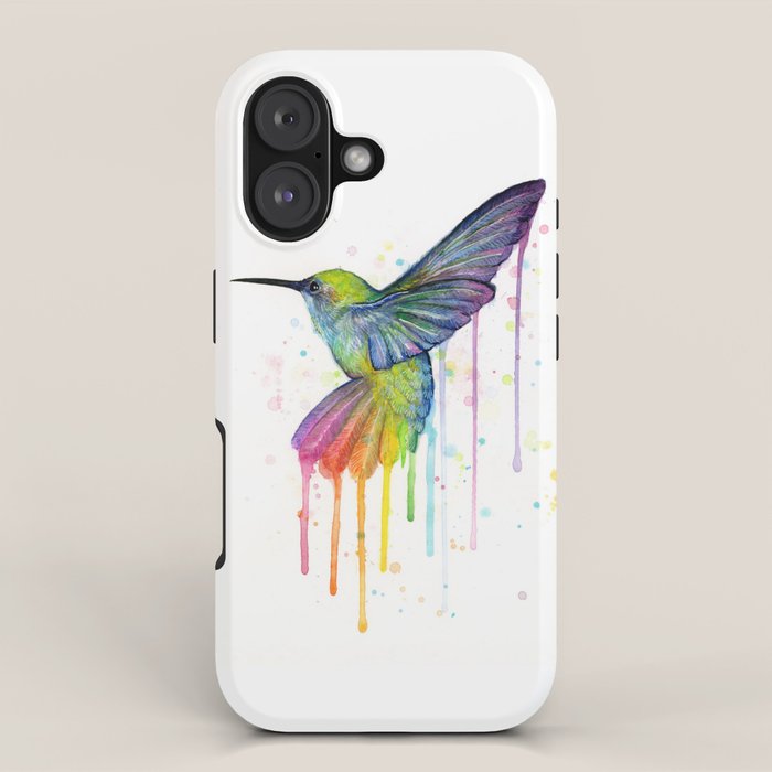 Hummingbird Rainbow Watercolor iPhone Case Gallery Image 1