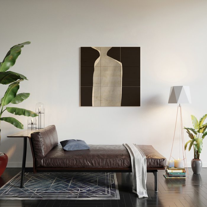 Black modern minimalist abstract 17 Wood Wall Art Gallery Image 2