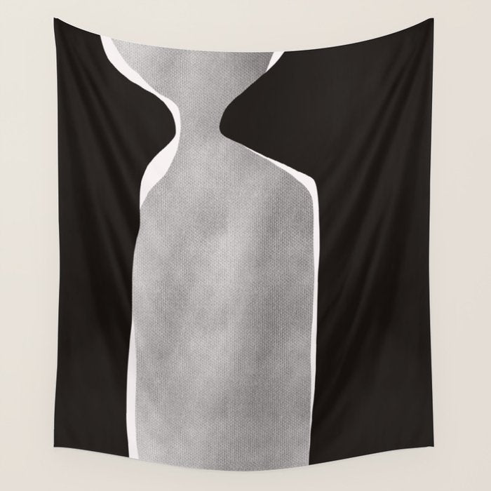 Black modern minimalist abstract 17 Wall Tapestry Gallery Image 4