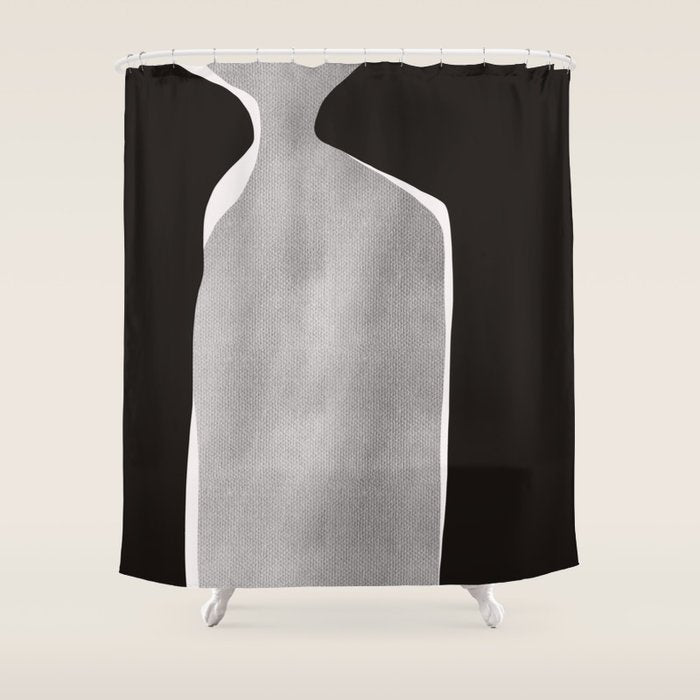 Black modern minimalist abstract 17 Shower Curtain Gallery Image 1