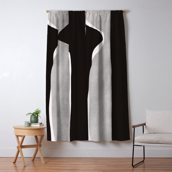 Black modern minimalist abstract 17 Window Curtain Gallery Image 5