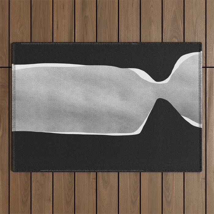Black modern minimalist abstract 17 Outdoor Rug Gallery Image 1