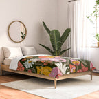 Kittens & Shrooms - Pink & Coral on Olive Comforter Gallery Image 2