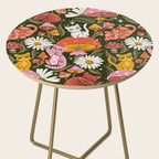 Kittens & Shrooms - Pink & Coral on Olive Side Table Gallery Image 2