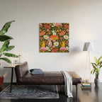 Kittens & Shrooms - Pink & Coral on Olive Wood Wall Art Gallery Image 2