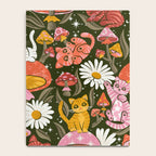 Kittens & Shrooms - Pink & Coral on Olive Notebook Gallery Image 4