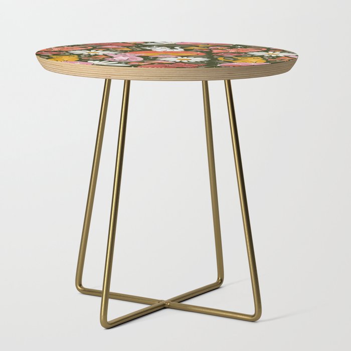 Kittens & Shrooms - Pink & Coral on Olive Side Table Gallery Image 1