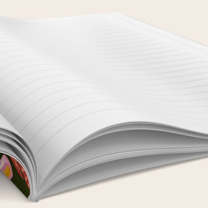 Kittens & Shrooms - Pink & Coral on Olive Notebook Gallery Image 2