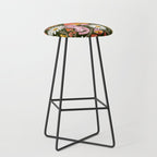 Kittens & Shrooms - Pink & Coral on Olive Stool Gallery Image 1