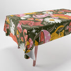 Kittens & Shrooms - Pink & Coral on Olive Tablecloth Gallery Image 1