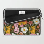 Kittens & Shrooms - Pink & Coral on Olive Laptop Sleeve Gallery Image 2
