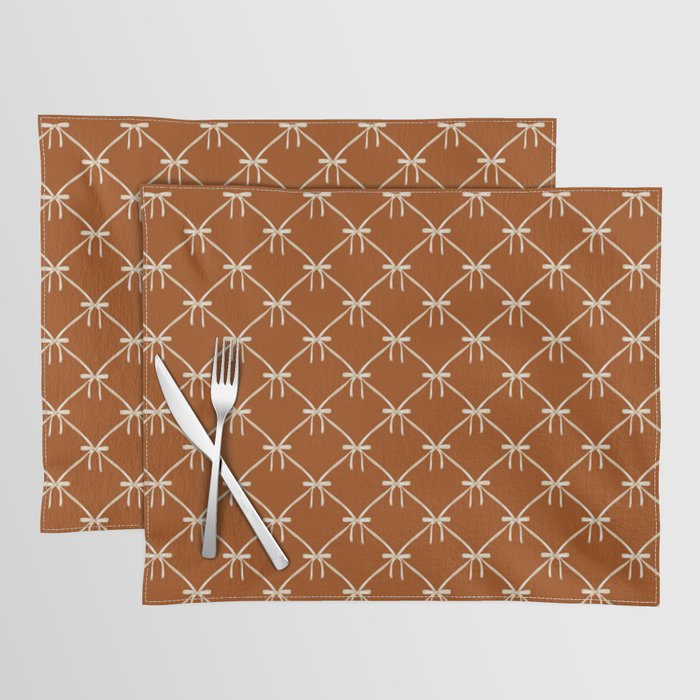 Bows & Ribbons Pattern XIV Rust Placemat Gallery Image 1