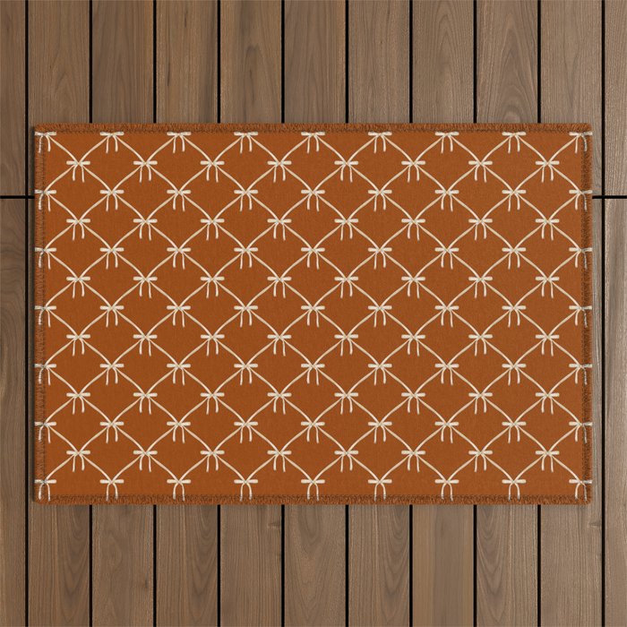 Bows & Ribbons Pattern XIV Rust Outdoor Rug Gallery Image 1