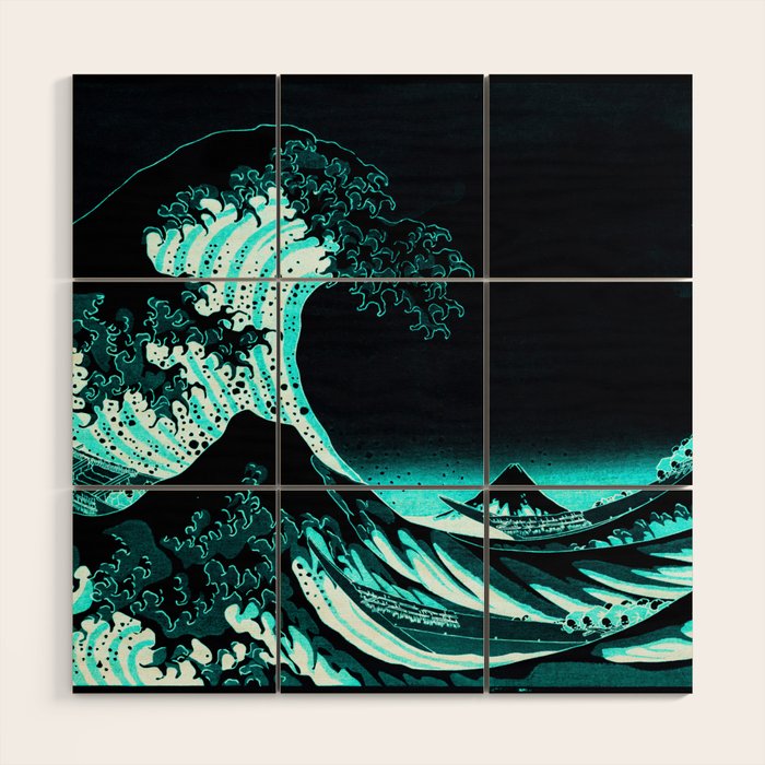The Great Wave : Dark Teal Wood Wall Art Gallery Image 1