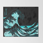 The Great Wave : Dark Teal Throw Blanket Gallery Image 2