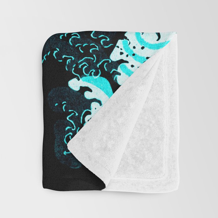 The Great Wave : Dark Teal Throw Blanket Gallery Image 3