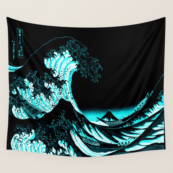 The Great Wave : Dark Teal Wall Tapestry Gallery Image 4
