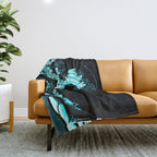 The Great Wave : Dark Teal Throw Blanket Gallery Image 1