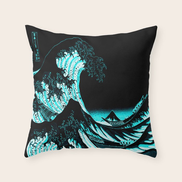 The Great Wave : Dark Teal Throw Pillow Gallery Image 6