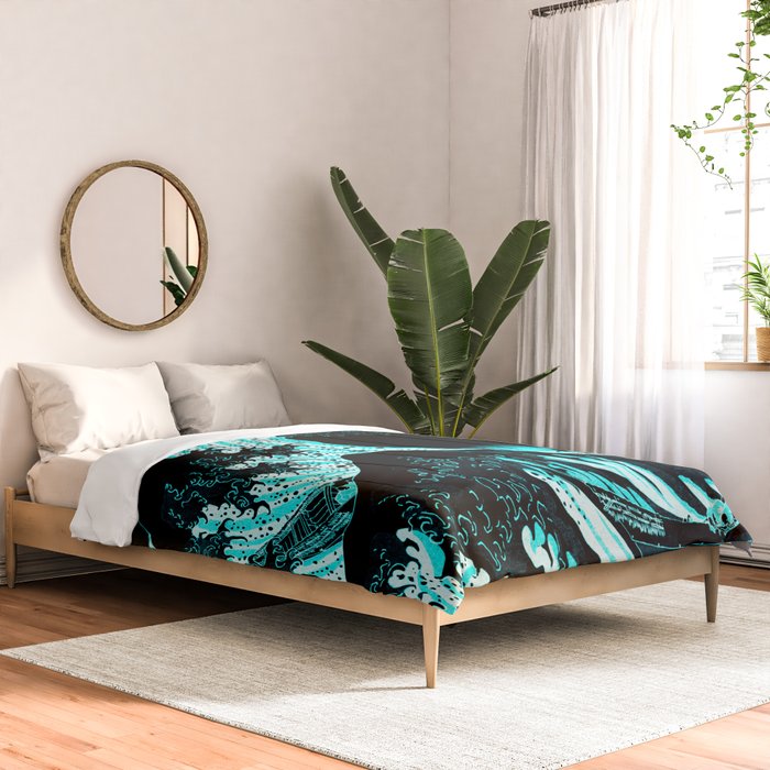 The Great Wave : Dark Teal Comforter Gallery Image 2