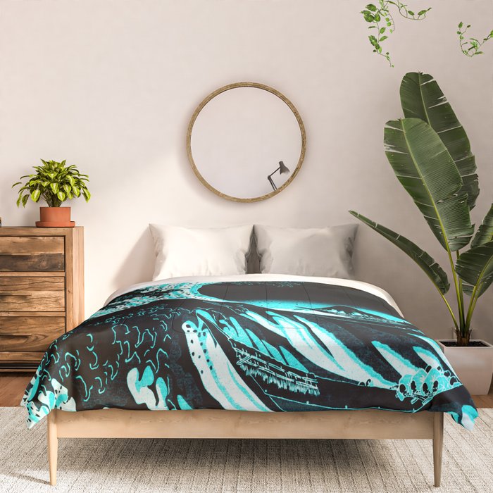 The Great Wave : Dark Teal Comforter Gallery Image 3