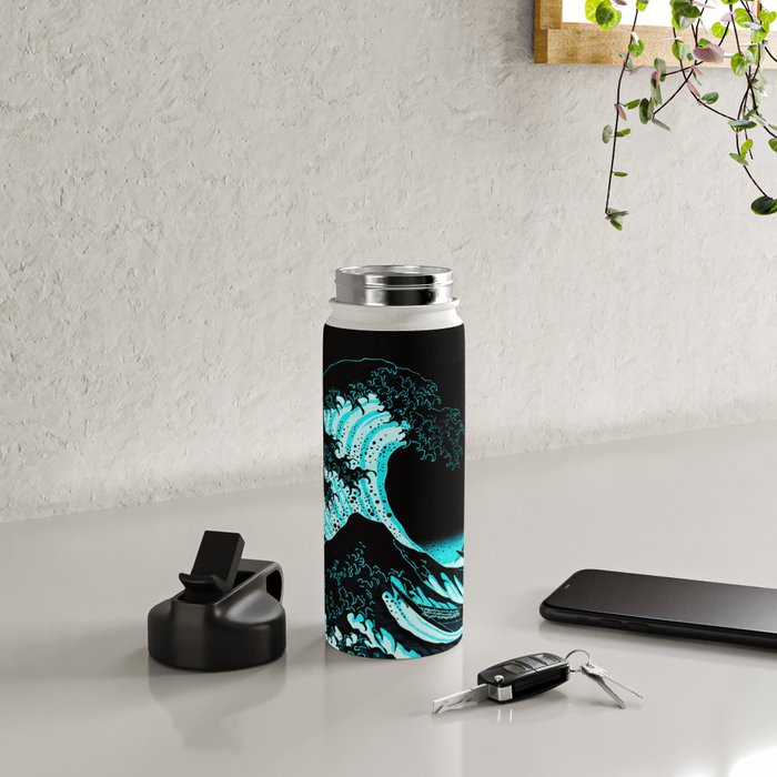 The Great Wave : Dark Teal Water Bottle Gallery Image 4