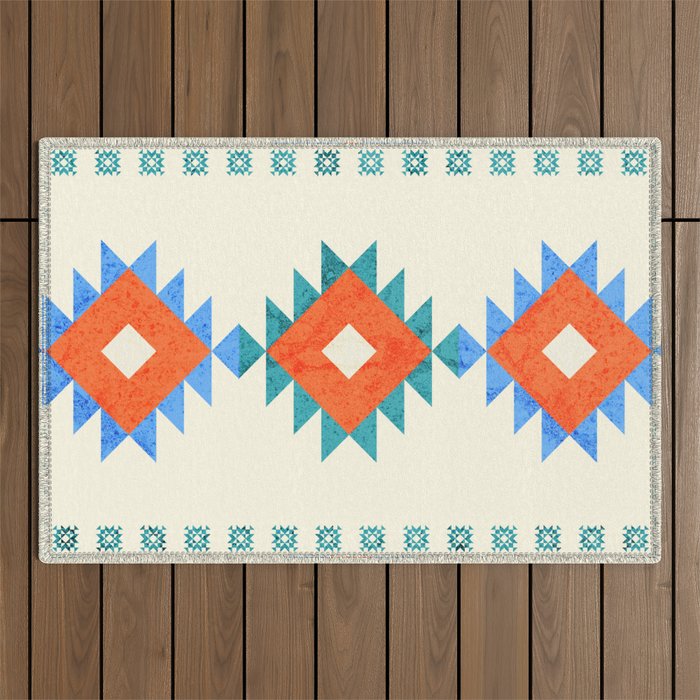 geometry navajo pattern no3 Outdoor Rug Gallery Image 1