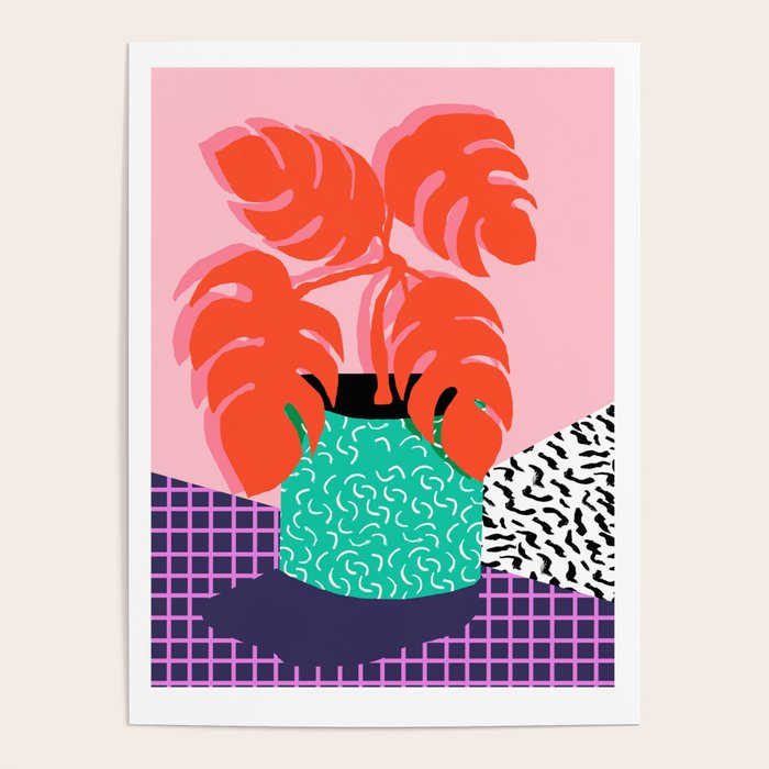 Mung - throwback retro 80s style neon art print pink hipster decor trendy grid urban brooklyn house  Poster Gallery Image 4