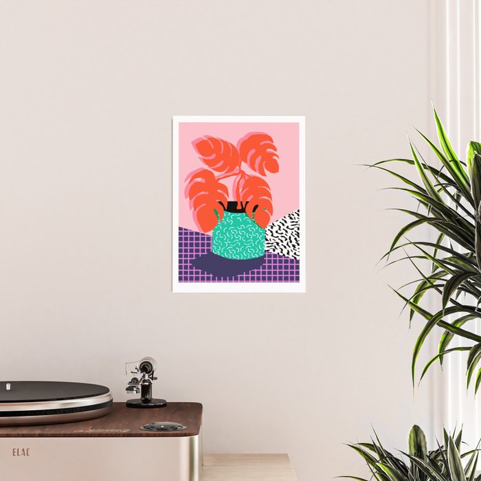 Mung - throwback retro 80s style neon art print pink hipster decor trendy grid urban brooklyn house  Poster Gallery Image 2
