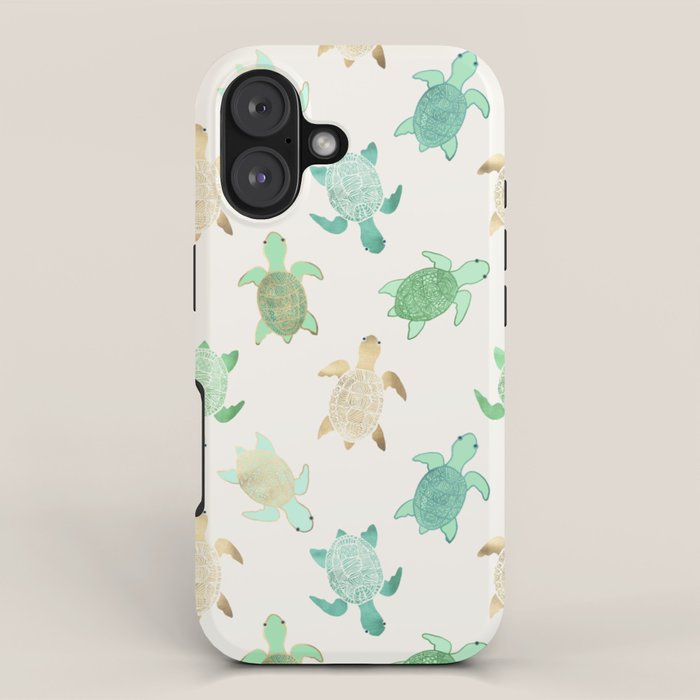Gilded Jade & Mint Turtles iPhone Case Gallery Image 1