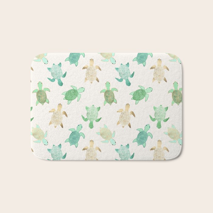 Gilded Jade & Mint Turtles Bath Mat Gallery Image 1