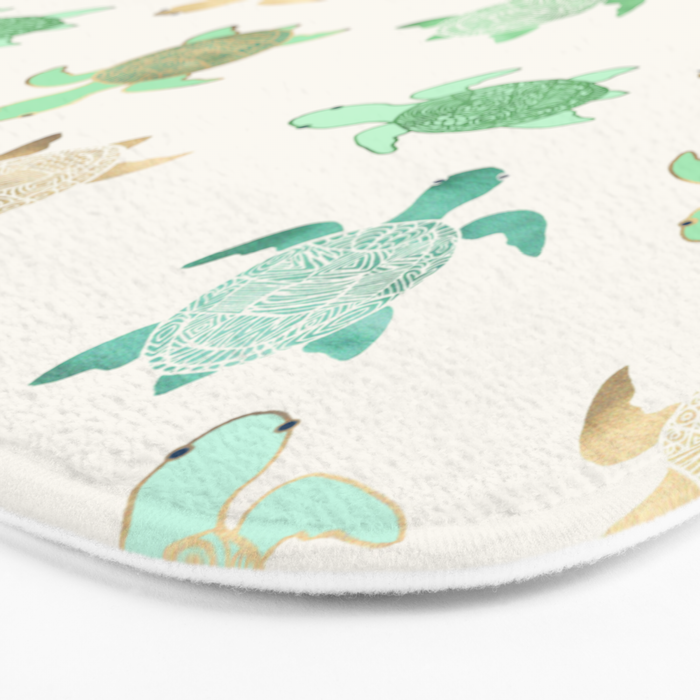 Gilded Jade & Mint Turtles Bath Mat Gallery Image 3
