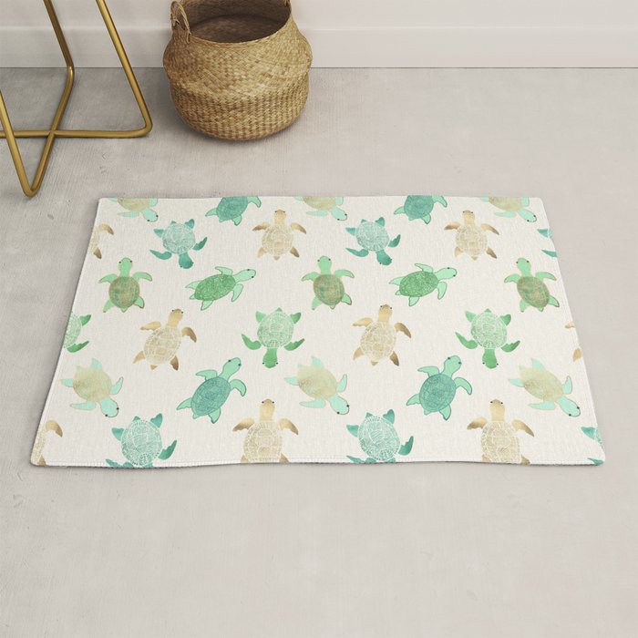 Gilded Jade & Mint Turtles Rug Gallery Image 1