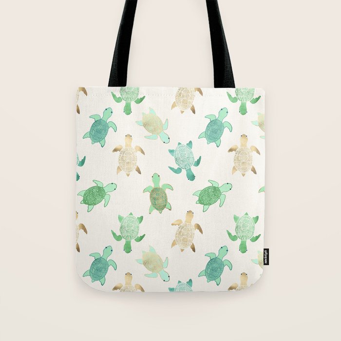 Gilded Jade & Mint Turtles Tote Bag Gallery Image 1