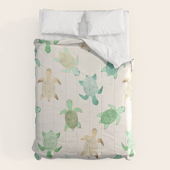 Gilded Jade & Mint Turtles Comforter Gallery Image 6