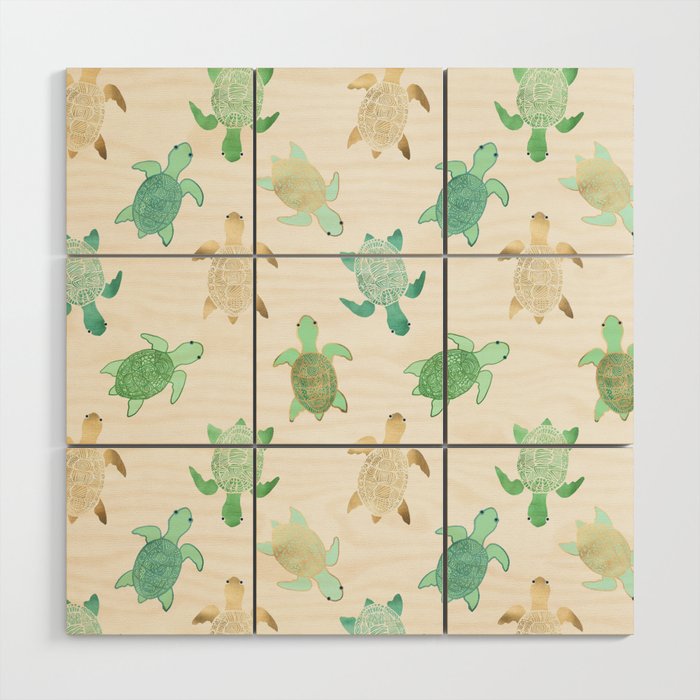 Gilded Jade & Mint Turtles Wood Wall Art Gallery Image 1