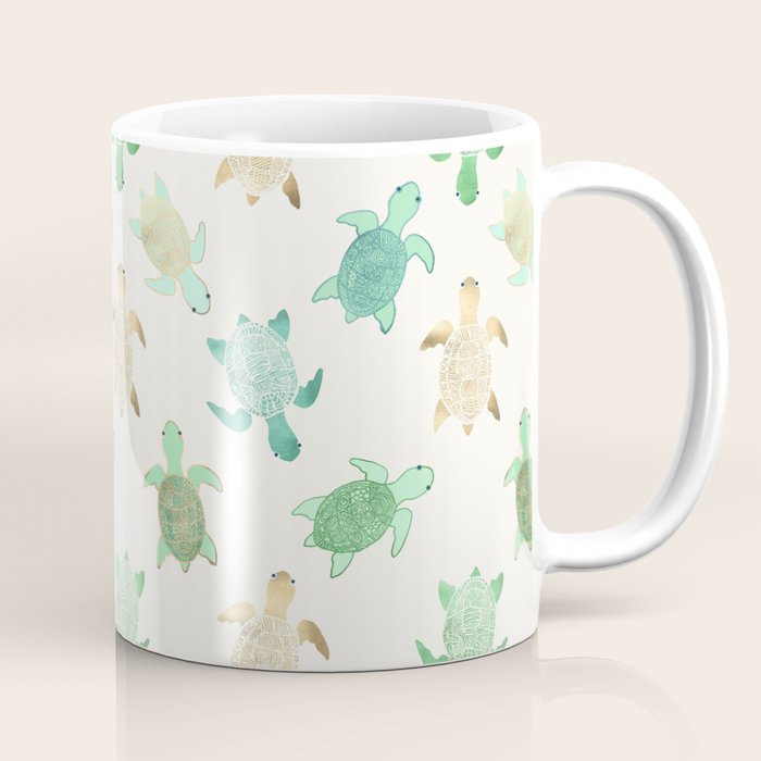 Gilded Jade & Mint Turtles Coffee Mug Gallery Image 1