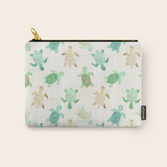 Gilded Jade & Mint Turtles Carry All Pouch Gallery Image 1