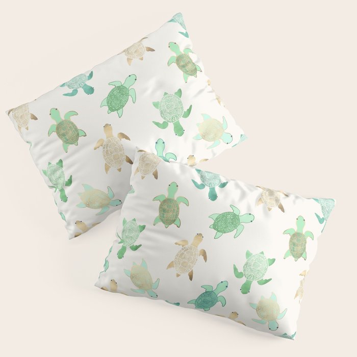 Gilded Jade & Mint Turtles Pillow Sham Gallery Image 3
