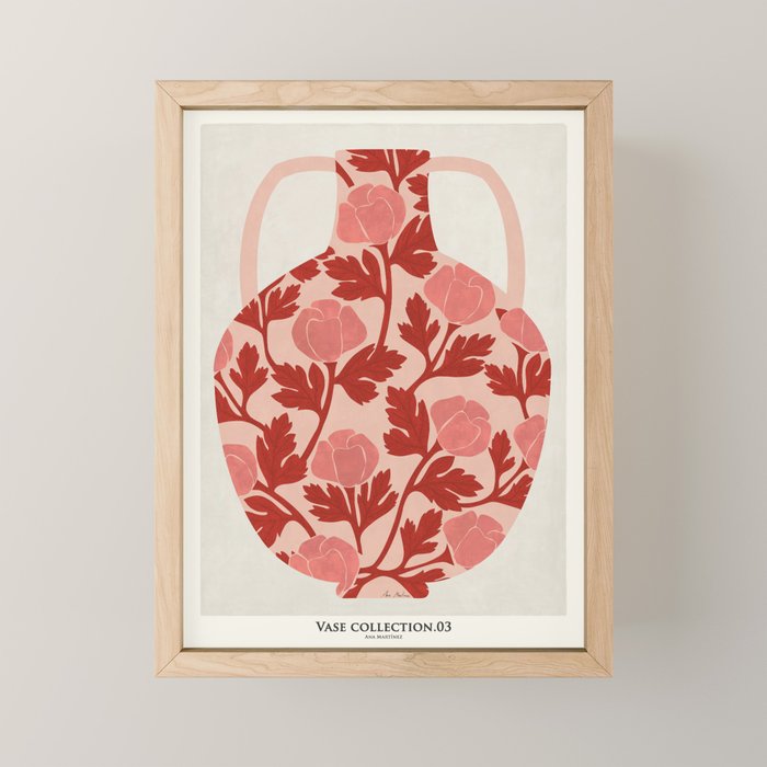 Vase of red roses collection Mini Art Print Gallery Image 1