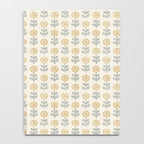 block print floral - mustard blue cream Notebook Gallery Image 4