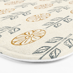 block print floral - mustard blue cream Bath Mat Gallery Image 3