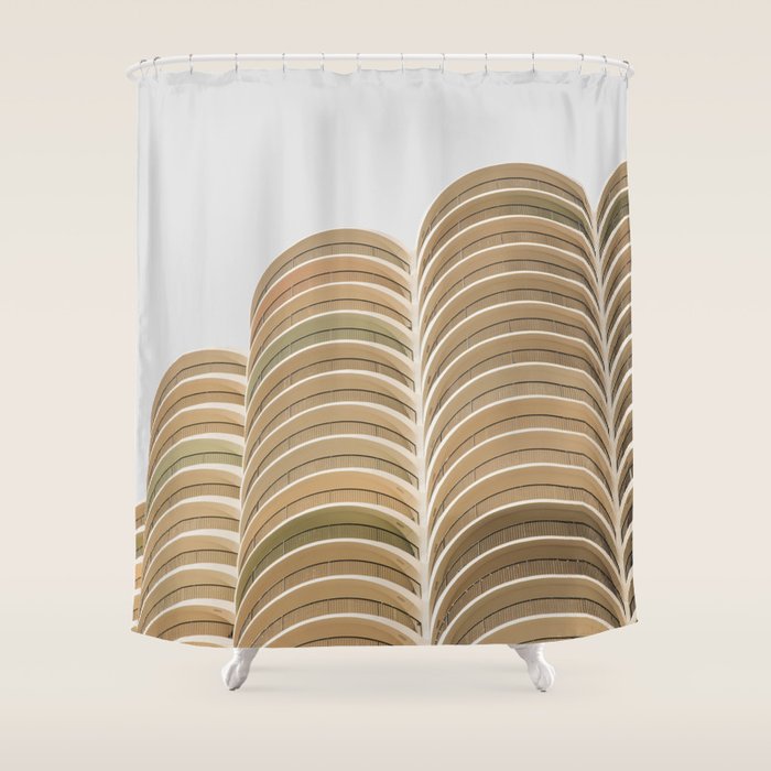 Marina Towers Beige Shower Curtain Gallery Image 1