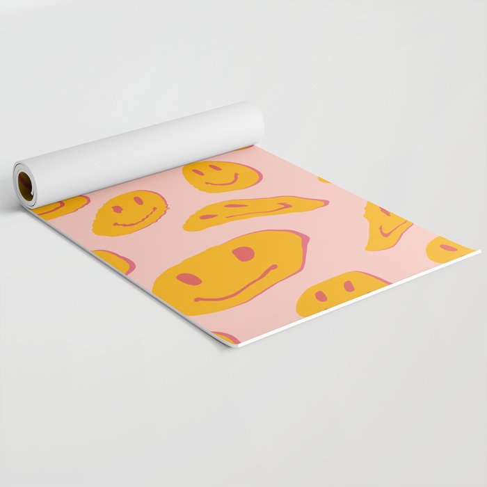 70s retro yellow smile face illustration  Yoga Mat Gallery Image 2