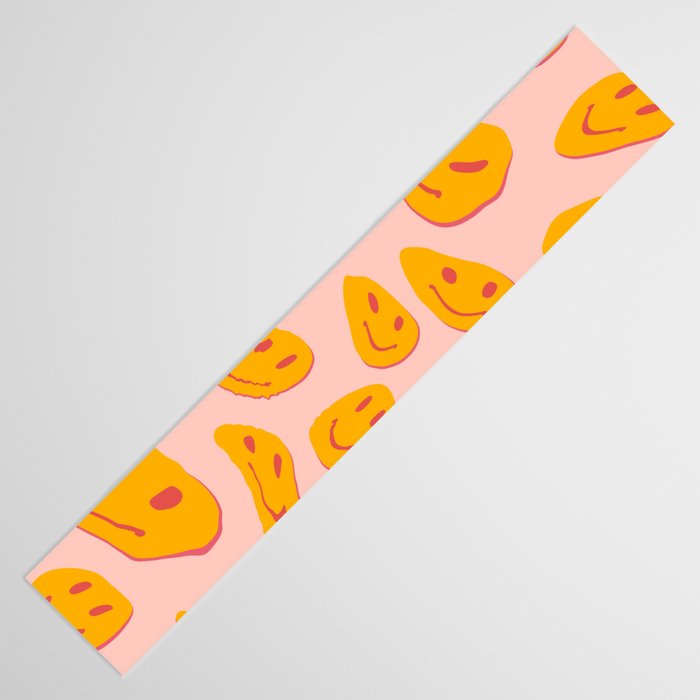 70s retro yellow smile face illustration  Table Runner Gallery Image 3