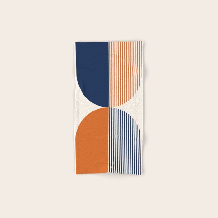 Abstraction Shapes 135 in Navy Blue Orange (Moon Phase Abstract)  Bath Towel Gallery Image 1