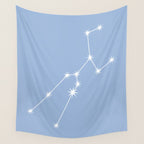 Taurus Zodiac Star Constellation Line Art Sky Blue Wall Tapestry Gallery Image 4